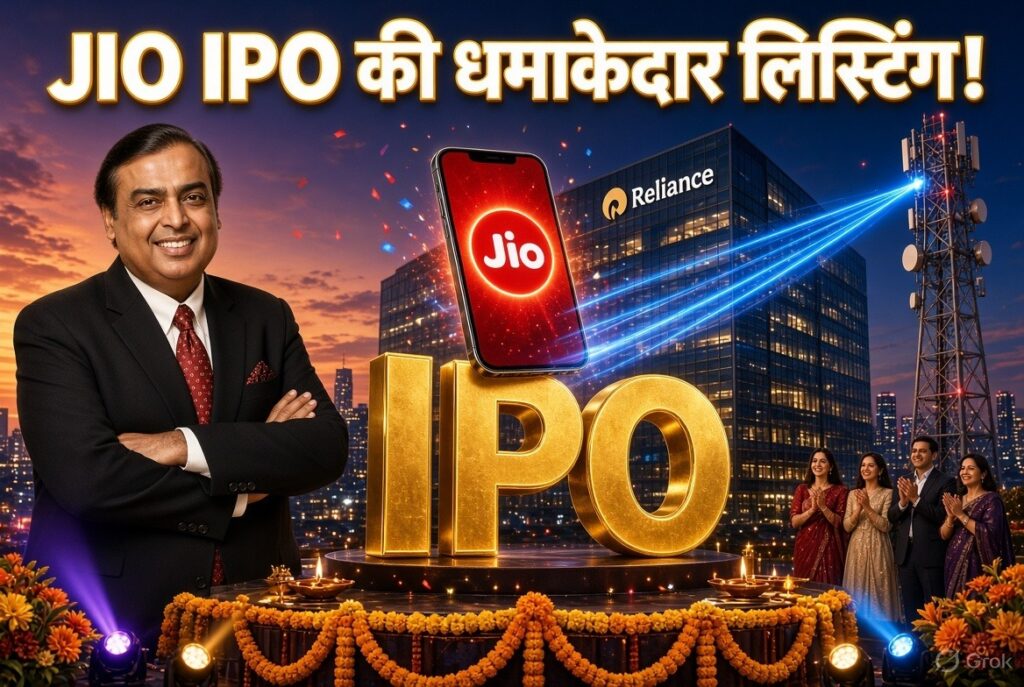 जियो प्लेटफॉर्म्स की ₹1,358 पर लिस्टिंग, IPO में 21% प्रीमियम!
