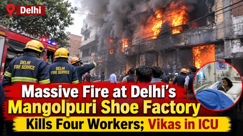 दिल्ली के मंगोलपुरी में जूता फैक्ट्री में भीषण आग, चार मजदूरों की मौत; विकास ICU में भर्ती